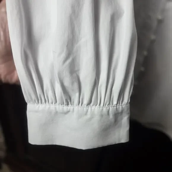 Soft Surroundings Shirt Womens 3X White Pearl Beaded Button Up Tunic Long Sleeve - Picture 3 of 11